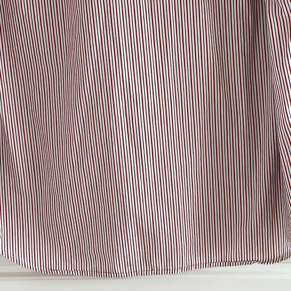 Banana Republic Soft Wash Button Up Shirt Red White Blue Pinstripe Cotton Mens L
